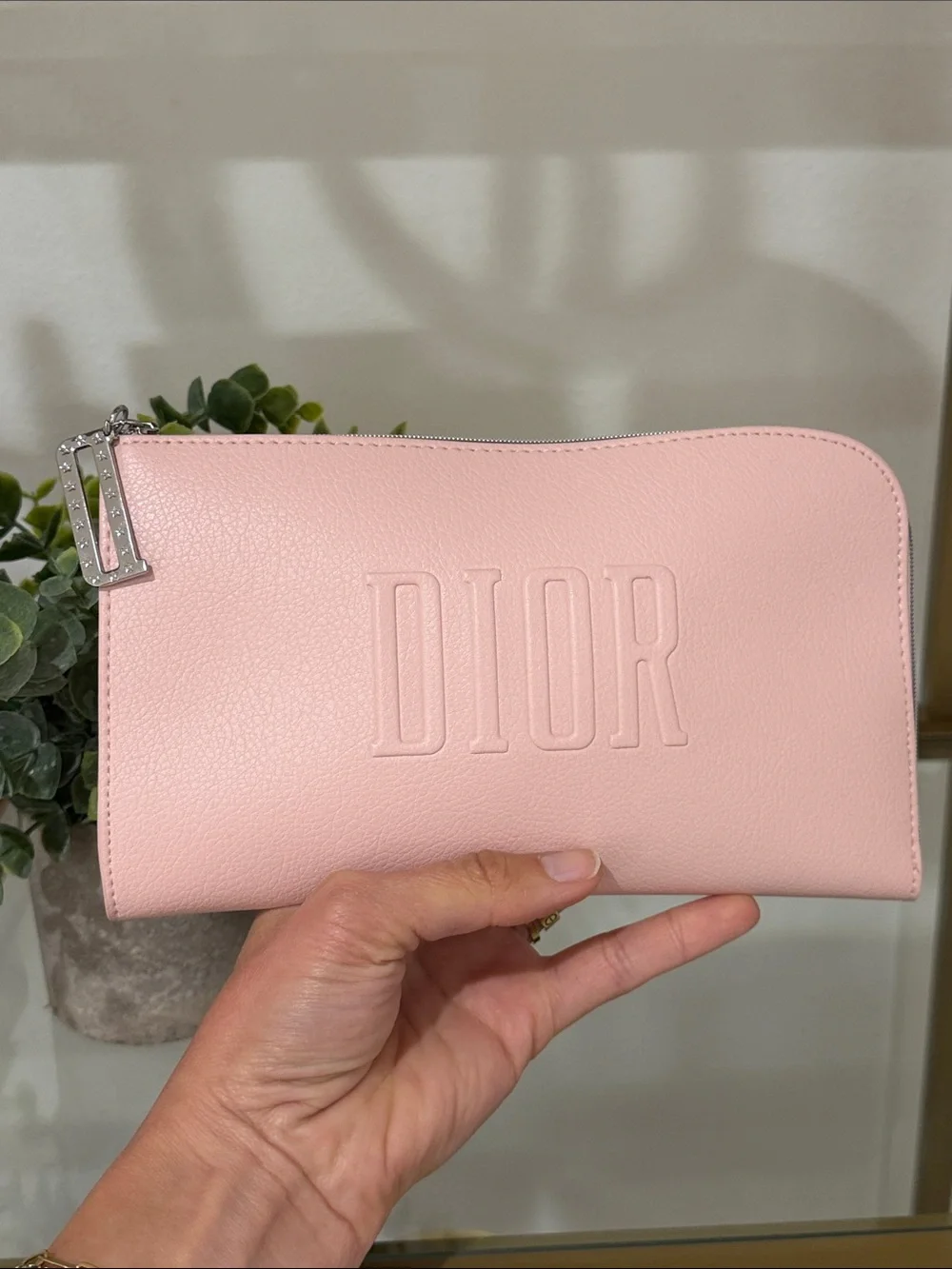 Dior Blush Pink Embossed Leather Pouch